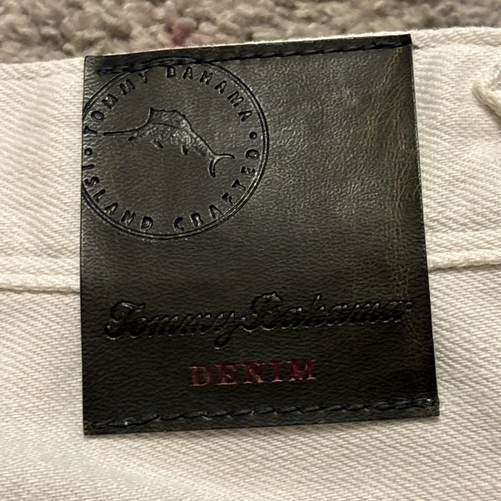 Tommy Bahama Mens Bleached Sand Weft Side Keys Vintage Slim Jeans Cream 30x32